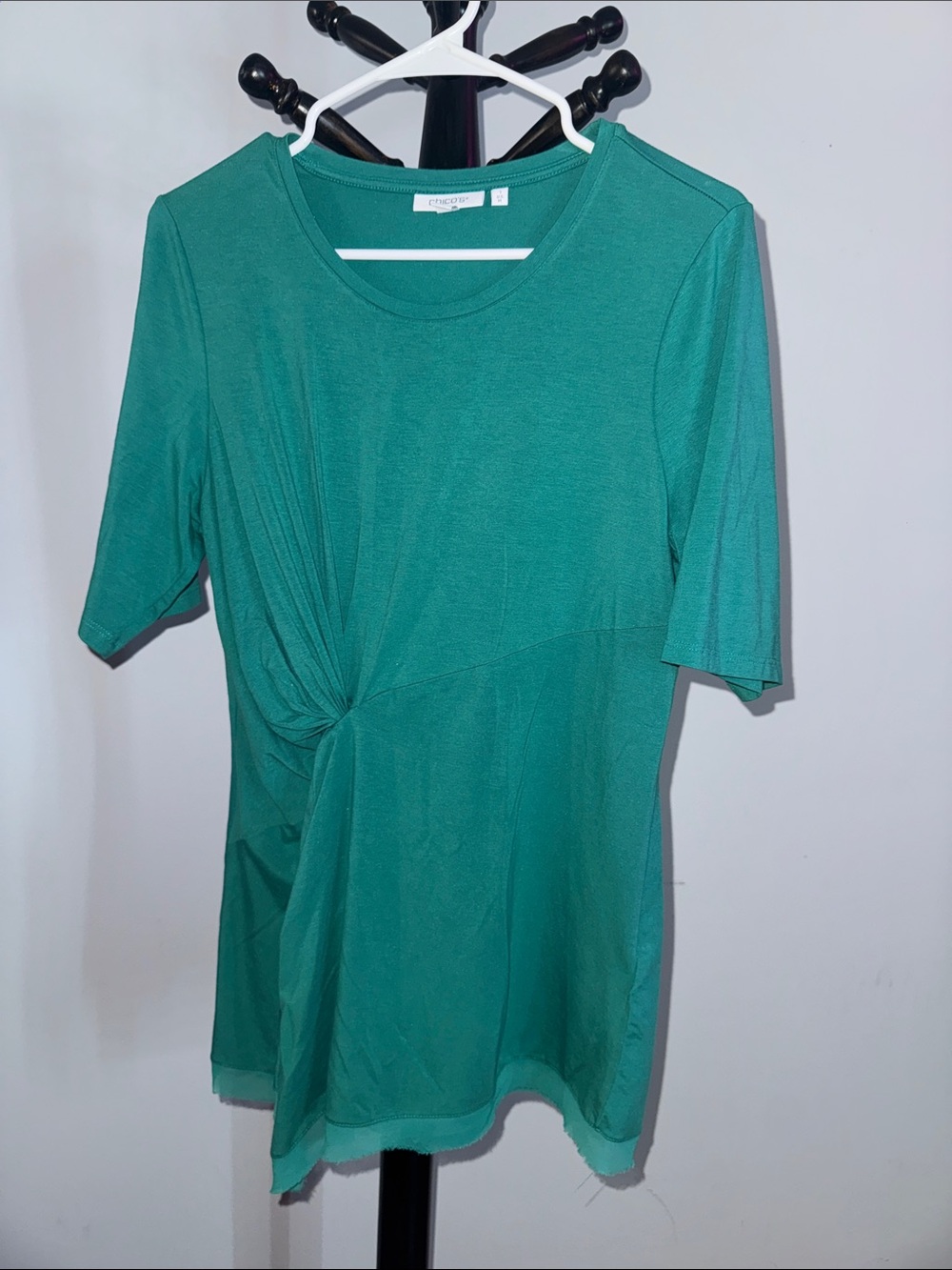 Chico's Teal Twist-Detail Short Sleeve Top 31